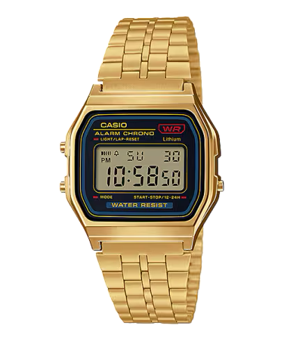 Reloj De Pulsera Casio A-159 Digital Para Unisex Color Dorado Correa Acero Inoxidable