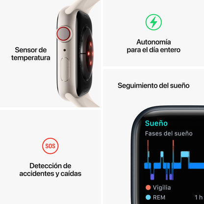 Apple Watch Series 8/ GPS/ Cellular/ 45mm/ Caja de aluminio
